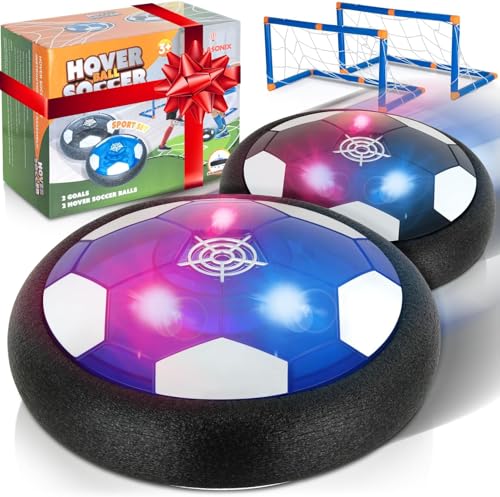 Atlasonix Hover Ball, Air Power Fußball, 2er-Pack, Schwimmender Fußball, Hoverball, LED Hover Fußball, Beleuchteter Fußball, Jungen Fußballspielzeug, Indoor Fussball Mädchen Junge ab 5 Jahre von Atlasonix