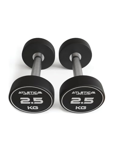 Atletica Polyurethan Rundhanteln Paar | 2,5 kg - 40 kg | Premium Design und Qualität | Extrem robust | Geruchsfrei | Gerader Griff mit Hartchrom | Größe 2 x 10 kg Atletica Polyurethan Rundhanteln Paar | 2,5 kg - 40 kg | Premium Design und Qualität | Extrem robust | Geruchsfrei | Gerader Griff mit Hartchrom | Größe 2 x 10 kg von Atletica