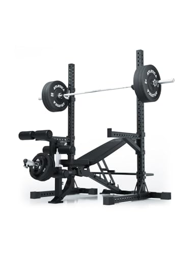 ATLETICA R7 Squat Rack | Freistehend | Mit nur 195 cm für niedrige Räume geeignet | Spotter Arme, Sandwich J-Hooks und Gummifüße inkl. von Atletica