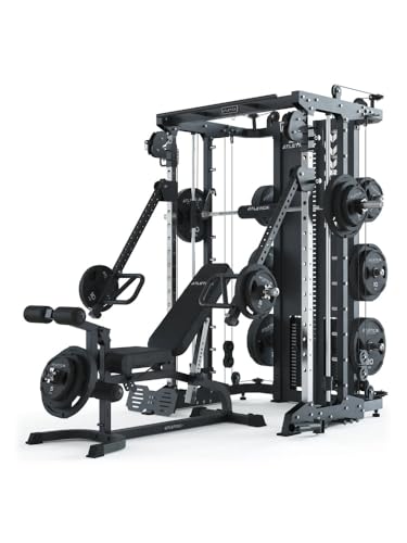 ATLETICA KSK Combat Set | Multipresse mit Hantelbank Set 180kg Steckgewichte | Smith Machine | Jammer-Arme | hohe Rahmenstabilität | 5-Jahre Garantie Variants KSK + Jammer Arms + X-Bench von Atletica