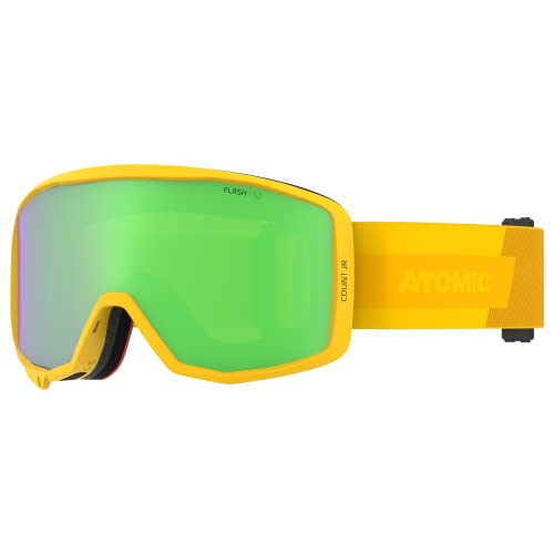 ATOMIC Count JR Cylindrical Skibrille für Kinder - Saffron - Komfortabler Live Fit Rahmen - Over The Glasses-kompatibel für Brillenträger - Klare Sicht - Silikon-beschichtetes Brillenband von Salomon