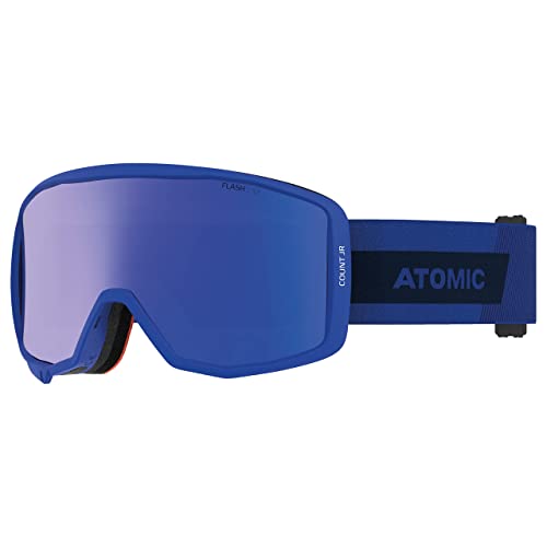 ATOMIC Count JR Cylindrical Skibrille für Kinder - Blau - Komfortabler Live Fit Rahmen - Over The Glasses-kompatibel für Brillenträger - Klare Sicht - Silikon-beschichtetes Brillenband von ATOMIC