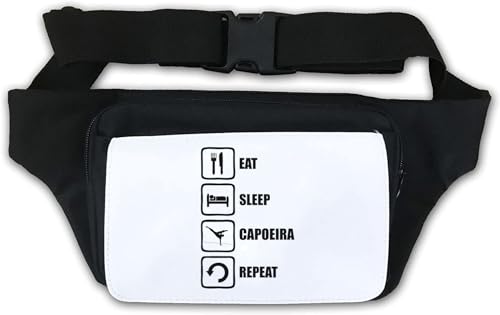 Eat Sleep Capoeira Repeat Slogan Bauchtasche, Weiß, weiß, Einheitsgröße von Atspauda