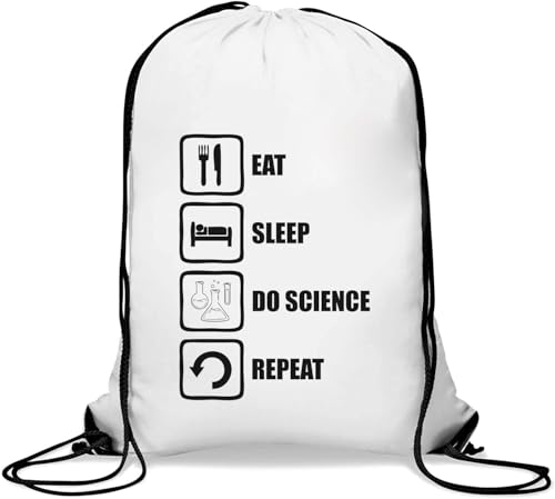 Eat Sleep Do Science Repeat Slogan Gym Sack Casual Drawstring Bag White, weiß, Einheitsgröße von Atspauda