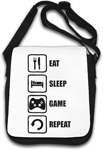 Eat Sleep Game Repeat Controller Logo Umhängetasche weiß, weiß, Einheitsgröße von Atspauda