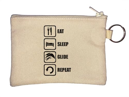 Eat Sleep Glide Repeat Glider Logo Schlüsselanhänger Münzbörse Beige, beige, Einheitsgröße von Atspauda