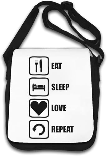 Eat Sleep Love Repeat Heart Logo Umhängetasche weiß, weiß, Einheitsgröße von Atspauda