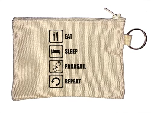 Eat Sleep Parasail Repeat Logo Schlüsselanhänger Münzbörse Beige, beige, Einheitsgröße von Atspauda