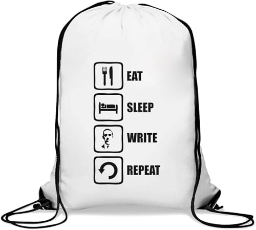 Eat Sleep Write Repeat Gym Sack Casual Drawstring Bag White, weiß, Einheitsgröße von Atspauda