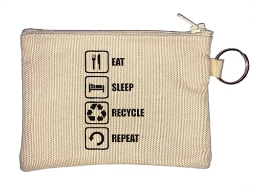 Schlüsselanhänger mit Aufschrift "Eat Sleep Recycle Repeat", Schwarz, beige, Einheitsgröße von Atspauda