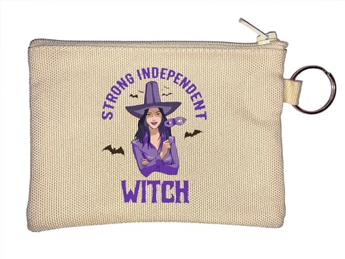 Strong Independent Witch Feminism Halloween Art Schlüsselanhänger Münzbörse Beige, beige, Einheitsgröße von Atspauda
