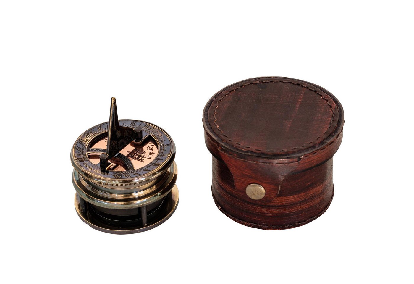 Aubaho Dekoobjekt Kompass Maritim 8cm Sonnenuhr Navigation Messing Glas Leder Antik-Stil Aubaho Dekoobjekt Kompass Maritim 8cm Sonnenuhr Navigation Messing Glas Leder Antik-Stil von Aubaho