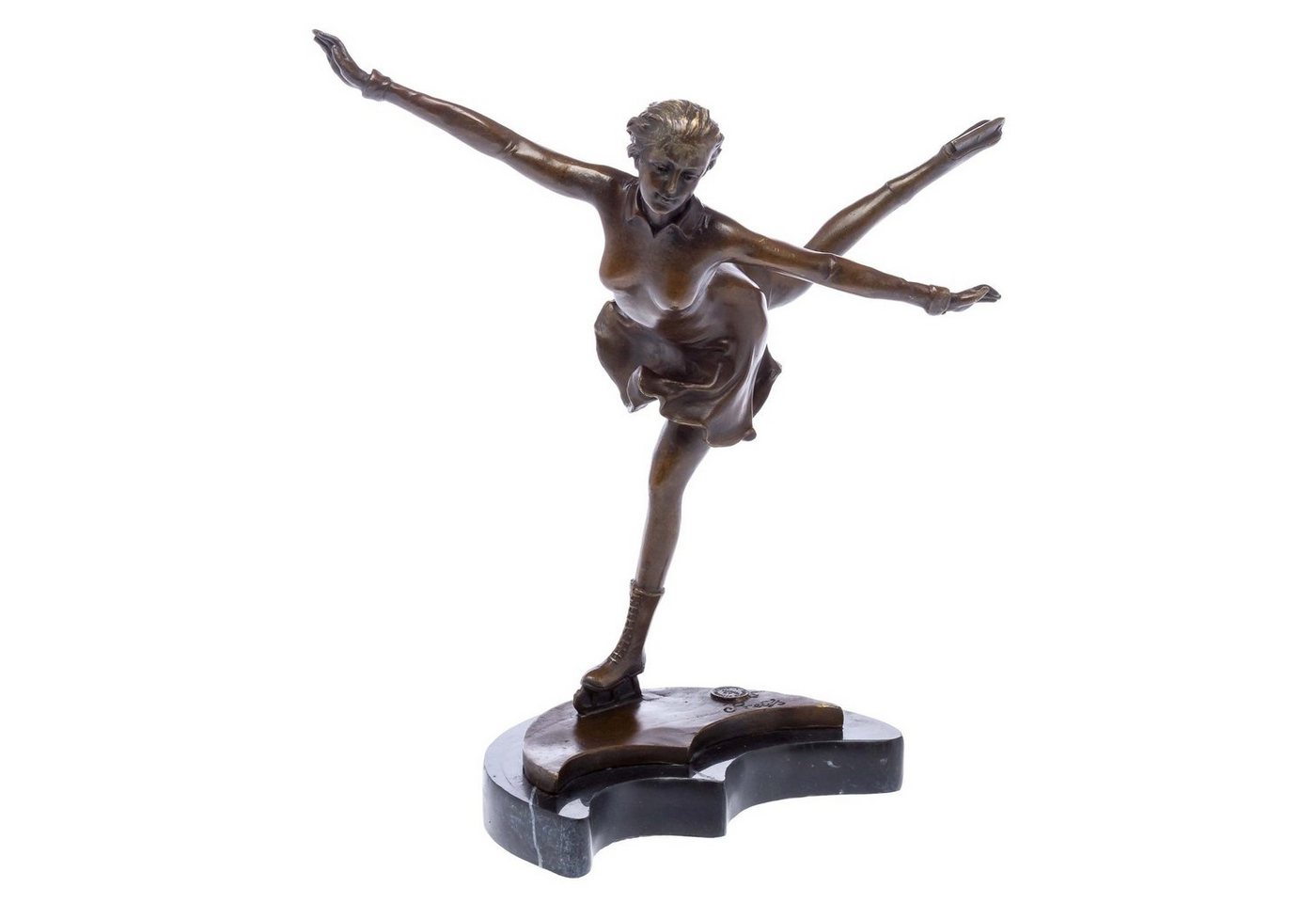 Aubaho Skulptur Bronze Skulptur nach Ferdinand Preiss Eiskunstlauf Schlittschuhe art d von Aubaho