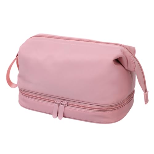 Aublinto Doppelschichtige Kosmetiktasche Groß Makeup Tasche Schminktasche Kosmetikbeutel Doppelschicht für Damen Reise Aufbewahrungstasche den täglichen Gebrauch Make-up-Organizer Toilettenartikel von Aublinto