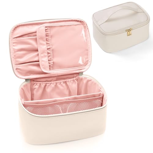 Aucuu Groß Kosmetiktasche für Damen, Groß Make up Tasche, Reise Schminktasche, Leder Tragbare Kulturbeutel, Cosmetic Bag mit Griff & Teiler, Kosmetische Tasche, Wasserdicht Kosmetiktasche für Mädchen Aucuu Groß Kosmetiktasche für Damen, Groß Make up Tasche, Reise Schminktasche, Leder Tragbare Kulturbeutel, Cosmetic Bag mit Griff & Teiler, Kosmetische Tasche, Wasserdicht Kosmetiktasche für Mädchen von Aucuu