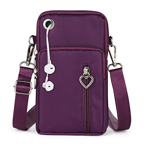 Aucuu Handytasche zum Umhängen Damen，Nylon Kleine Umhängetasche mit Kopfhörer Eingang，Mini Crossbody Schultertasche Handytasche，Handy Schultertasche ür Handy unter 7 Zoll von Aucuu