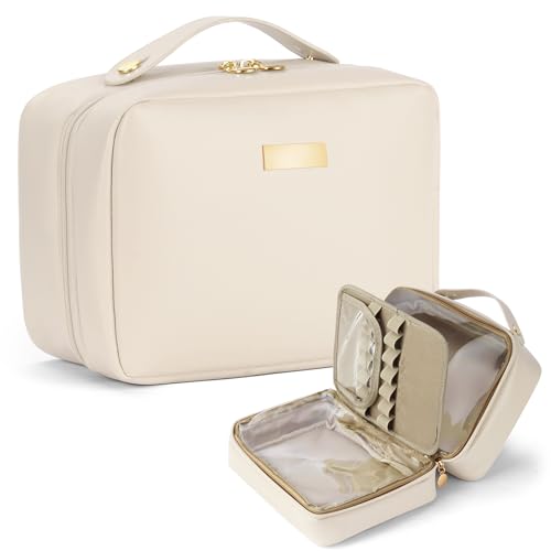 Aucuu Kosmetiktasche Damen, Groß Make up Tasche, Reise Schminktasche, Leder Tragbare Kulturbeutel, Cosmetic Bag mit Griff und Teiler, Kosmetische Tasche, Wasserdicht Kosmetiktasche für Damen Mädchen Aucuu Kosmetiktasche Damen, Groß Make up Tasche, Reise Schminktasche, Leder Tragbare Kulturbeutel, Cosmetic Bag mit Griff und Teiler, Kosmetische Tasche, Wasserdicht Kosmetiktasche für Damen Mädchen von Aucuu