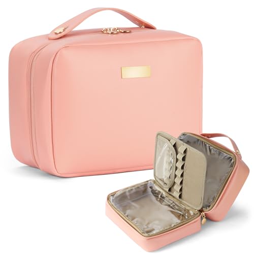 Aucuu Kosmetiktasche Damen, Groß Make up Tasche, Reise Schminktasche, Leder Tragbare Kulturbeutel, Cosmetic Bag mit Griff und Teiler, Kosmetische Tasche, Wasserdicht Kosmetiktasche für Damen Mädchen Aucuu Kosmetiktasche Damen, Groß Make up Tasche, Reise Schminktasche, Leder Tragbare Kulturbeutel, Cosmetic Bag mit Griff und Teiler, Kosmetische Tasche, Wasserdicht Kosmetiktasche für Damen Mädchen von Aucuu