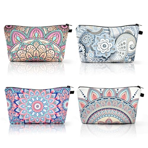 Aucuu Kosmetiktasche Segeltuch, 4 Stück Kleine Kosmetiktasche, Reise Kosmetiktasche, Tragbare Kulturbeutel, Multifunktionale Makeup Tasche mit Reißverschluss, Kosmetikzubehör-Organizer, Mandala-Druck Aucuu Kosmetiktasche Segeltuch, 4 Stück Kleine Kosmetiktasche, Reise Kosmetiktasche, Tragbare Kulturbeutel, Multifunktionale Makeup Tasche mit Reißverschluss, Kosmetikzubehör-Organizer, Mandala-Druck von Aucuu