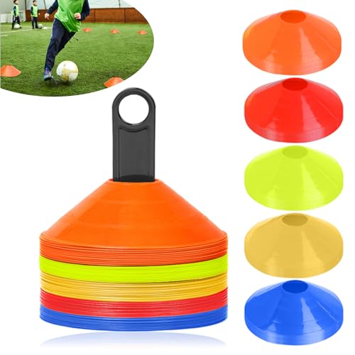 AufuN 50 Stück Markierungshütchen Multi-Sportarten Training Markierungsteller Set für das Hütchen Training im Fussball, Hockey, Handball, Leichtathletik für Koordination und Agilität AufuN 50 Stück Markierungshütchen Multi-Sportarten Training Markierungsteller Set für das Hütchen Training im Fussball, Hockey, Handball, Leichtathletik für Koordination und Agilität von AufuN