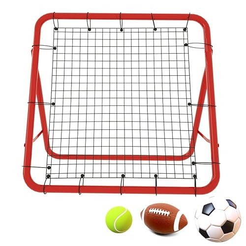 Aufun Fußball Rebounder Kickback Rückprallwand Netz, tragbar Solo Rebound Kick Trainer, für Übungen, Fußballschuss, Techniktraining(100 x 100 x 65 cm, Rot) von AufuN