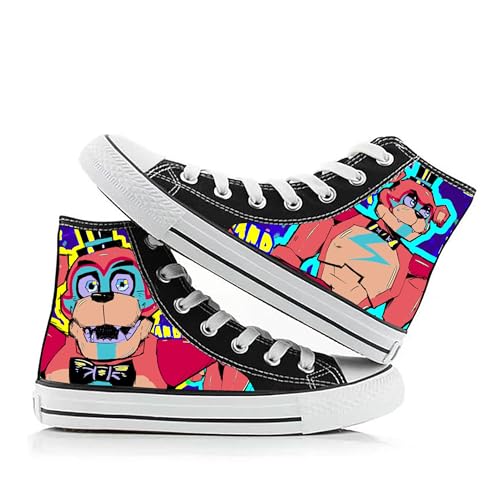 Aulande FNAF High Top Canvas Schuhe Security Breach Five Nights Game Printed Sneakers Casual Lace-Up Fashion Canvas Schuhe Sneaker (Typ 3, 41.5/42 EU) von Aulande