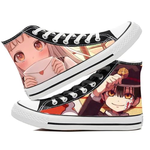 Aulande Toilet-Bound Hanako-kun Anime-Bedruckte Canvas-Schuhe, Klassische High-Top-Schnür-Sneaker für Unisex, Damen, Herren, lässige Outdoor-Turnschuhe (Typ1, 40.5 EU) von Aulande