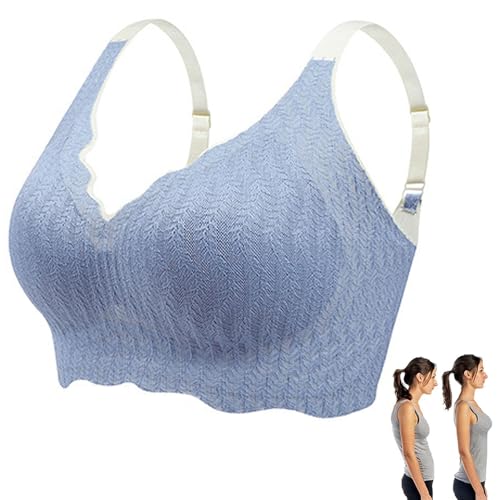 ELROSOY Jelly Gel Shaping BH, Elrosy Jelly Gel Shaping Bra All Day Tender Care Jelly Gel Bra Posture Correction Bra Wireless Push Up Comfort Breathable Bra for Women, blau, XXX-Large von Aumude