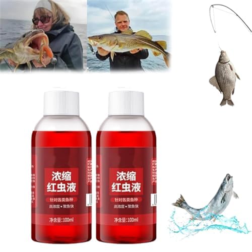 Red 40 Fishing Liquid, 2024 New Red Ink Fishing, Fischlockstoffe mit rotem Wurmduft für Köder, starker Fischlockstoff, hochkonzentrierter flüssiger Köderfischzusatz mit rotem Wurm (2Pcs) von Aumude