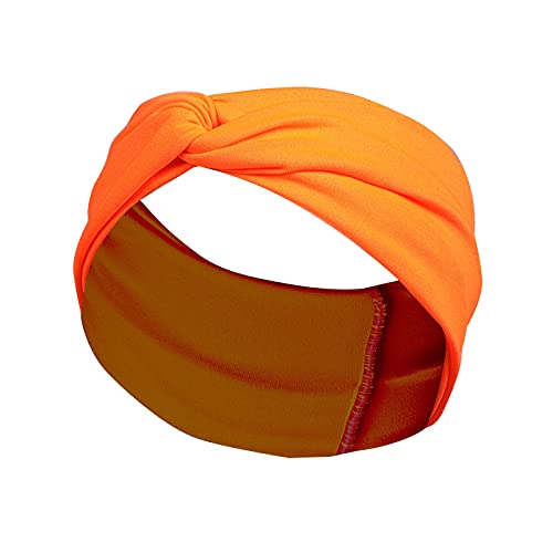 Aunye Damen Stirnband-Elastisch Baumwolle Breit Haarreifen, Haarreifen Sport Yoga Haarbänder Verstellbare Breit Haarreife Workout Headbands für Mädchen Damen (Orange) von Aunye