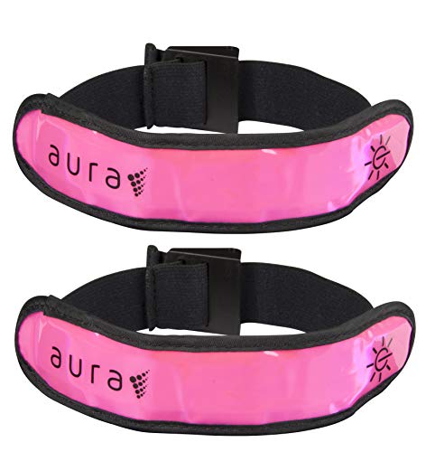 Aura Running Armband Gut sichtbare LED-Streifen, Doppelpack, Rose, Einheitsgröße Aura Running Armband Gut sichtbare LED-Streifen, Doppelpack, Rose, Einheitsgröße von Aura