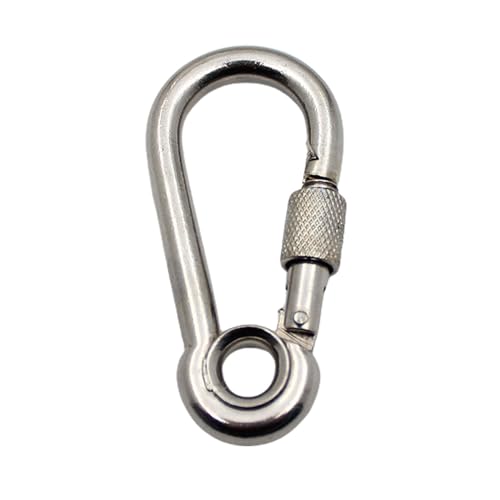 2 Stück Edelstahl Karabiner Clip Robuster Federhaken Schraubverschluss Karabiner Schnellverschluss Karabiner von Aurgiarme