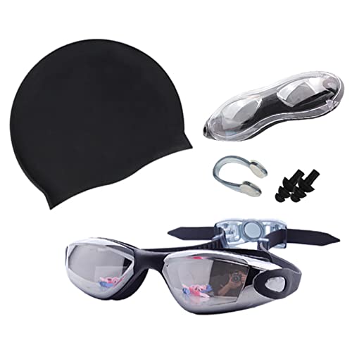 Schwimmbrille aus Silikon, UV-Schutz, mit Anti-Beschlag-Gläsern und Tragebox, verstellbar, für Erwachsene, UV-Schutz, Schwimmbrillen und Kappen, Schwimmbrillen und Kappen von Aurgiarme