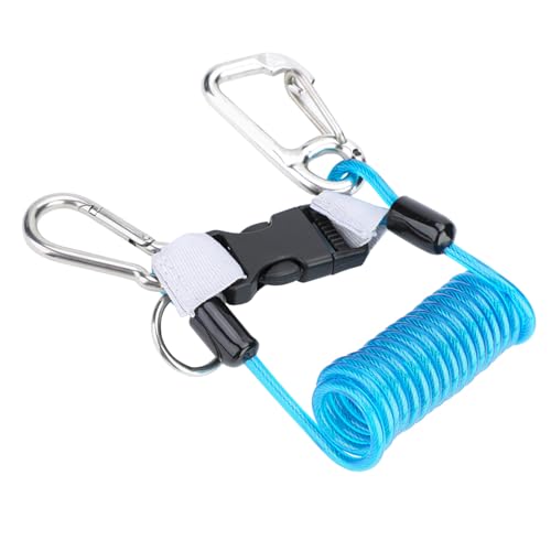 Ausla Keep Diving Anti-Verlust-Feder-Spiral-Lanyard mit Edelstahl-Clips, Einfaches Gerät Zum Tauchen, Klettern Im Freien, Unterwasserfotografie (Blue) von Ausla