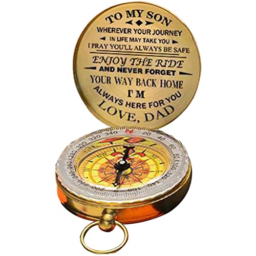 Kupferkompass, Leuchtet Im Dunkeln, Retro-Design, Outdoor-Navigationsgerät für Camping, Geburtstage, Reines Kupfer, Golden, Durchmesser 48 Mm, Höhe 13 Mm (48x13mm) von Ausla