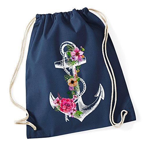 Autiga Turnbeutel Blumen Anker Ethno Boho Hipster Beutel Tasche Gym Bag Watercolour Watercolour Navy Autiga Turnbeutel Blumen Anker Ethno Boho Hipster Beutel Tasche Gym Bag Watercolour Watercolour Navy von Autiga