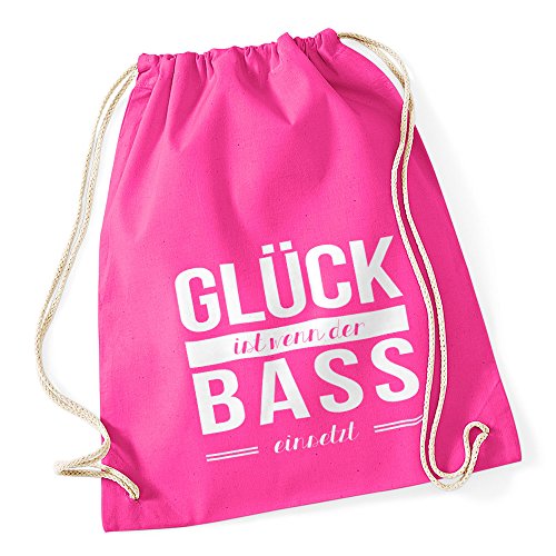 Autiga Turnbeutel Gl?ck ist wenn der Bass einsetzt Techno Party Beutel Tasche Baumwolle pink Autiga Turnbeutel Gl?ck ist wenn der Bass einsetzt Techno Party Beutel Tasche Baumwolle pink von Autiga