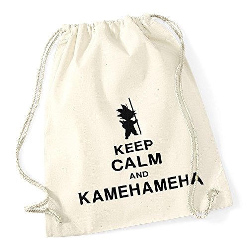 Autiga Turnbeutel Keep Calm and Kamehameha Son Goku Dragonball Hipster Beutel Tasche Natur Autiga Turnbeutel Keep Calm and Kamehameha Son Goku Dragonball Hipster Beutel Tasche Natur von Autiga