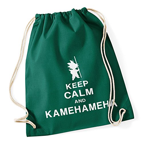 Autiga Turnbeutel Keep Calm and Kamehameha Son Goku Dragonball Hipster Beutel Tasche grün von Autiga