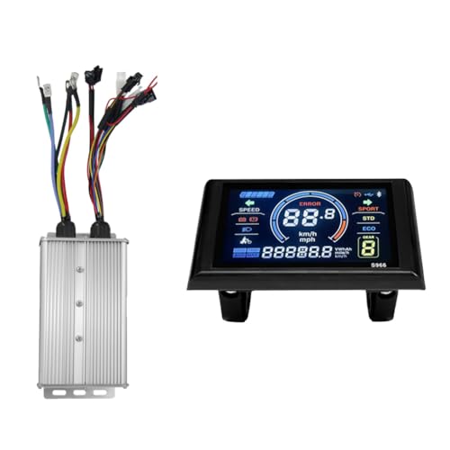 AutoSwan S966 LCD-Anzeige für Elektrofahrräder + 48 V-72 V/60 A 18-Röhren-Sinuswellen-Controller E-Scooter-LCD-Panel für Mountain EBike, Schwarzes ABS von AutoSwan