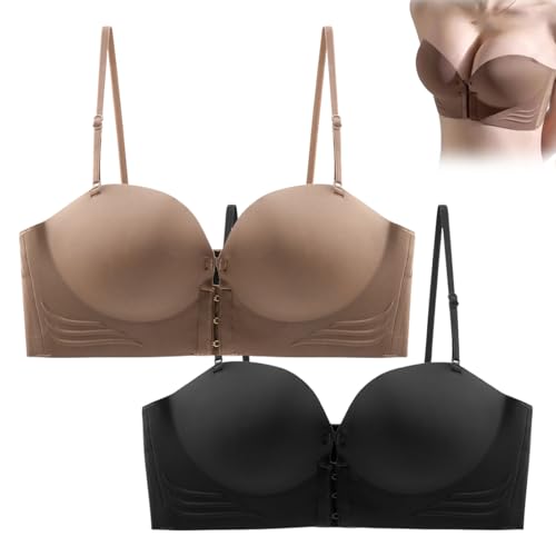 Avanise Damen-BH Mit Rutschfestem Frontverschluss Und Trägerlosem Design,Trägerlose BHS Für Damen,Rutschfester Trägerloser BH, Komfortabler Rutschfester Bandeau-BH Aus Silikon (Braun Schwarz,38/85AB) Avanise Damen-BH Mit Rutschfestem Frontverschluss Und Trägerlosem Design,Trägerlose BHS Für Damen,Rutschfester Trägerloser BH, Komfortabler Rutschfester Bandeau-BH Aus Silikon (Braun Schwarz,38/85AB) von Avanise