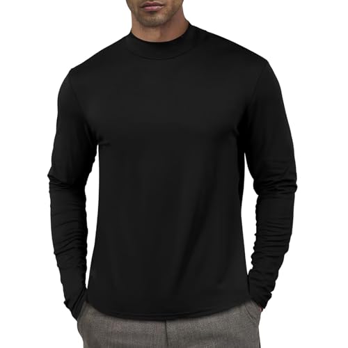 Avanise Doppelseitiges Rollkragenhemd Mit Kunstfell Für Herren, Rollkragenpullover Mit Slim Fit Für Herren, Leichtes Basic-Thermopullover-Oberteil, Slim Fit-Unterhemd (Schwarz,2XL) von Avanise