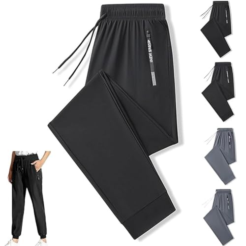 Bluechic Store Damen-Jogginghose, Ultra-elastisch, Atmungsaktiv, Mit Taschen, Weiche Jogginghose Mit Kordelzug, Ideal, Dehnbare, Schnelltrocknende Hose (Schwarze Bündchen,8XL) von Avanise