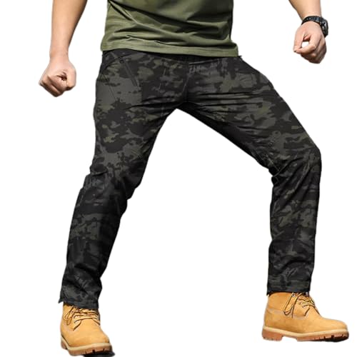 wasserdichte, Abriebfeste Taktische Hose Mit Mehreren Taschen, Taktische Hose Für Herren, wasserdichte Taktische Hose Mit Mehreren Taschen Aus Ripstop-Gewebe In Camouflage (Dunkle Camouflage,S) von Avanise