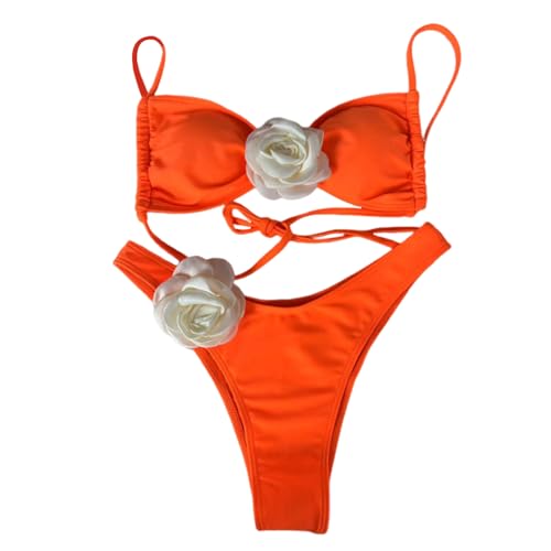 Avejjbaey Frauen Stücke Split Badeanzüge Weiblichen Push Up Badeanzug 3D Bademode High Cut Schwimmen Anzug Beachwears von Avejjbaey