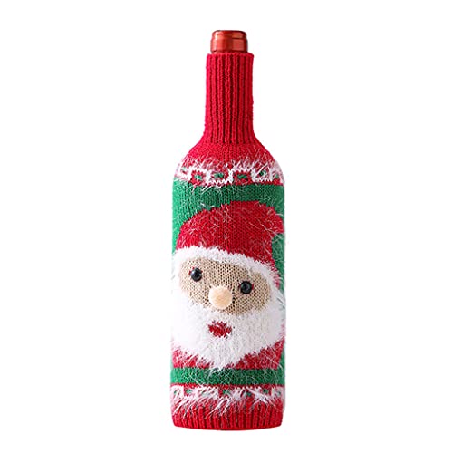 Avejjbaey Weinflaschenabdeckung für Weihnachten, flexibler Pullover, Weihnachtsmann, Baum, Schneemann, Geschirr für Feiertagsdekoration, waschbar, Weinflaschenbezug Weihnachten von Avejjbaey