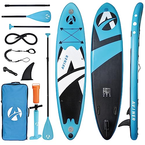 Aviner Stand Up Paddling Board, Aufblasbares SUP Board Set Wassersport, 150KG Max/ 305×71×15cm, Premium Stand Up Paddle Surfbrett mit Komplettes Zubehör, Boards für Kinder & Erwachsene, Hellblau von Aviner