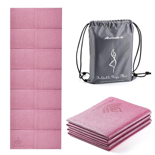 Avoalre Yogamatte rutschfest,173 X 61CM Tragbare Trainingsmatte 5MM,reise Yogamatte faltbar Gymnastikmatte, ideale für Reise,Yoga, Pilates & Workout von Avoalre