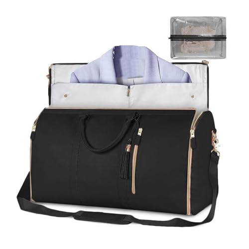 Awoyep Reisetasche Foldybag, Duffle Bag Damen,carry On Duffle Bag, Women's Garment Bag,travel Bag, Foldable Travel Bag, Hand Luggage, Umwandelbarer Handgepäck(Black2) von Awoyep