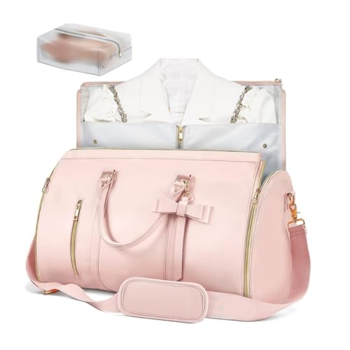 Awoyep Reisetasche Foldybag, Duffle Bag Damen,carry On Duffle Bag, Women's Garment Bag,travel Bag, Foldable Travel Bag, Hand Luggage, Umwandelbarer Handgepäck(Pink1) von Awoyep